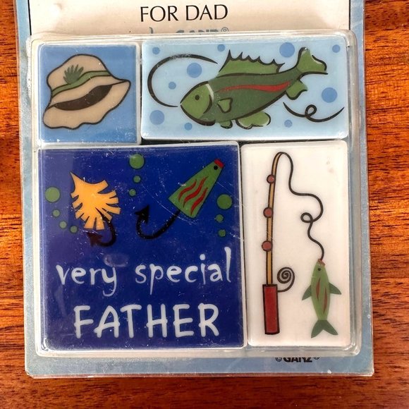 VTG Ganz Little Magnets Dad Special Father Fishing 4 Piece  Stocking Stuffer New - Picture 6 of 12